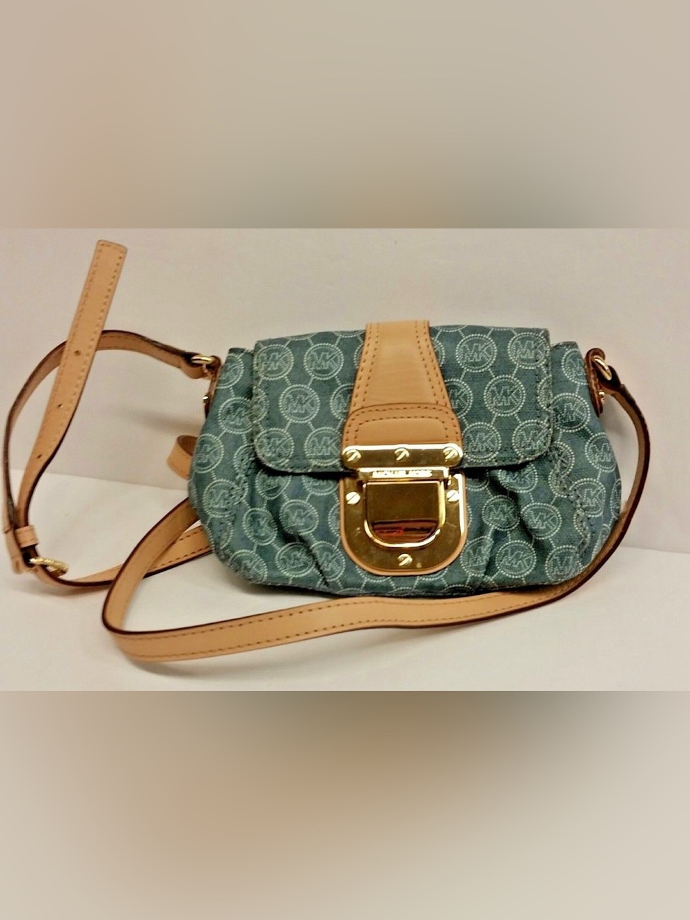 Limited Edition Michael Kors Denim Crossbody with Tan Leather Trim
